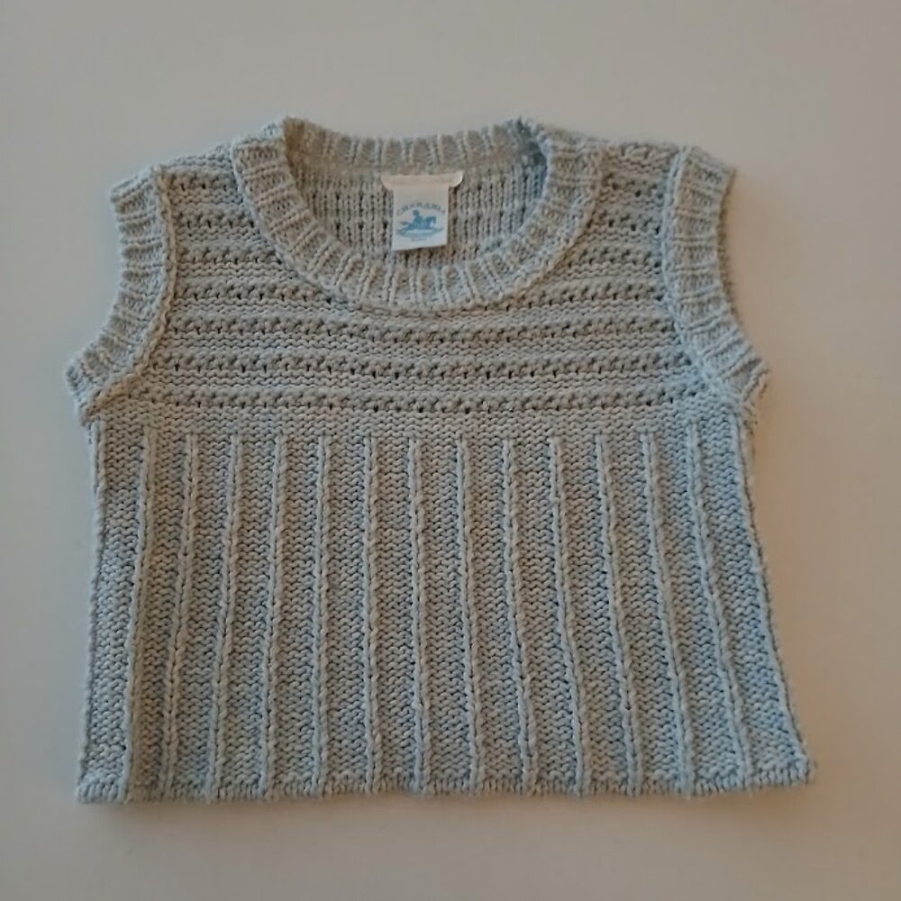 CHARABIA Cotton Baby Blue Vest, 3- 6 months - made in France